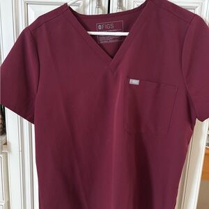FIGS Burgundy Scrub Top